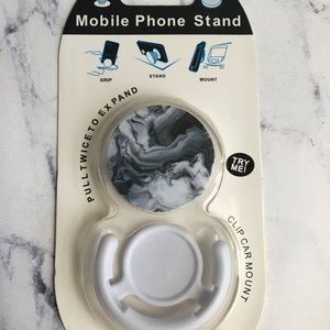Marble black pop and socket phone stand car mount